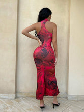 SXY Women's Rose Print Stand Collar Mermaid Bodycon Dress
